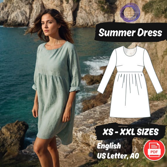 knee length dresses for ladies Sew Different Ripple Dress – The Fold Line main image 0