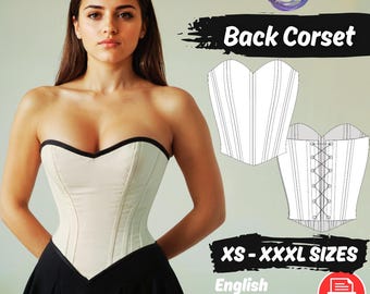 Sweetheart Neck Corset Sewing Pattern, Overbust Corset Pattern, Bustier Tube Top Corset Pattern, Back Tie Corset Pattern