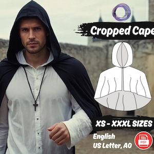Men&#39;s Hooded Capelet Pattern | High-Low Circle Cloak PDF | Cosplay Shoulder Cape Tutorial | Steampunk Fantasy Costume