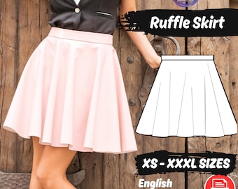 Mini Ruffle Skirt Sewing Pattern, Cosplay Costume PDF Pattern for Girls