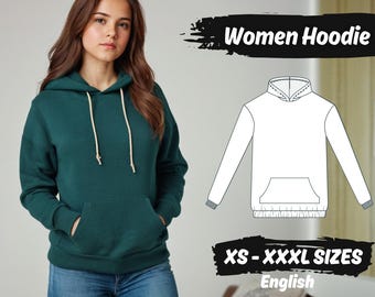 Women Oversized Hoodie Sewing Pattern, Loungewear Top PDF Pattern