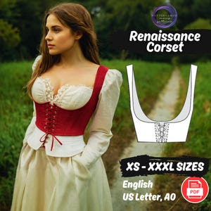 Cottagecore Underbust Corset Sewing Pattern: French Milkmaid Renaissance Lace-Up (PDF)