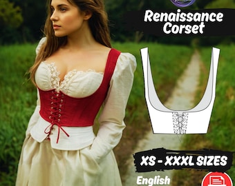 Cottagecore Underbust Corset Sewing Pattern: French Milkmaid Renaissance Lace-Up (PDF)
