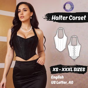 Overbust Corset Sewing Pattern Halter Neckline Corset Pattern | Bustier Tube Top Pattern | Back Tie Corset Pattern | Renaissance Corset