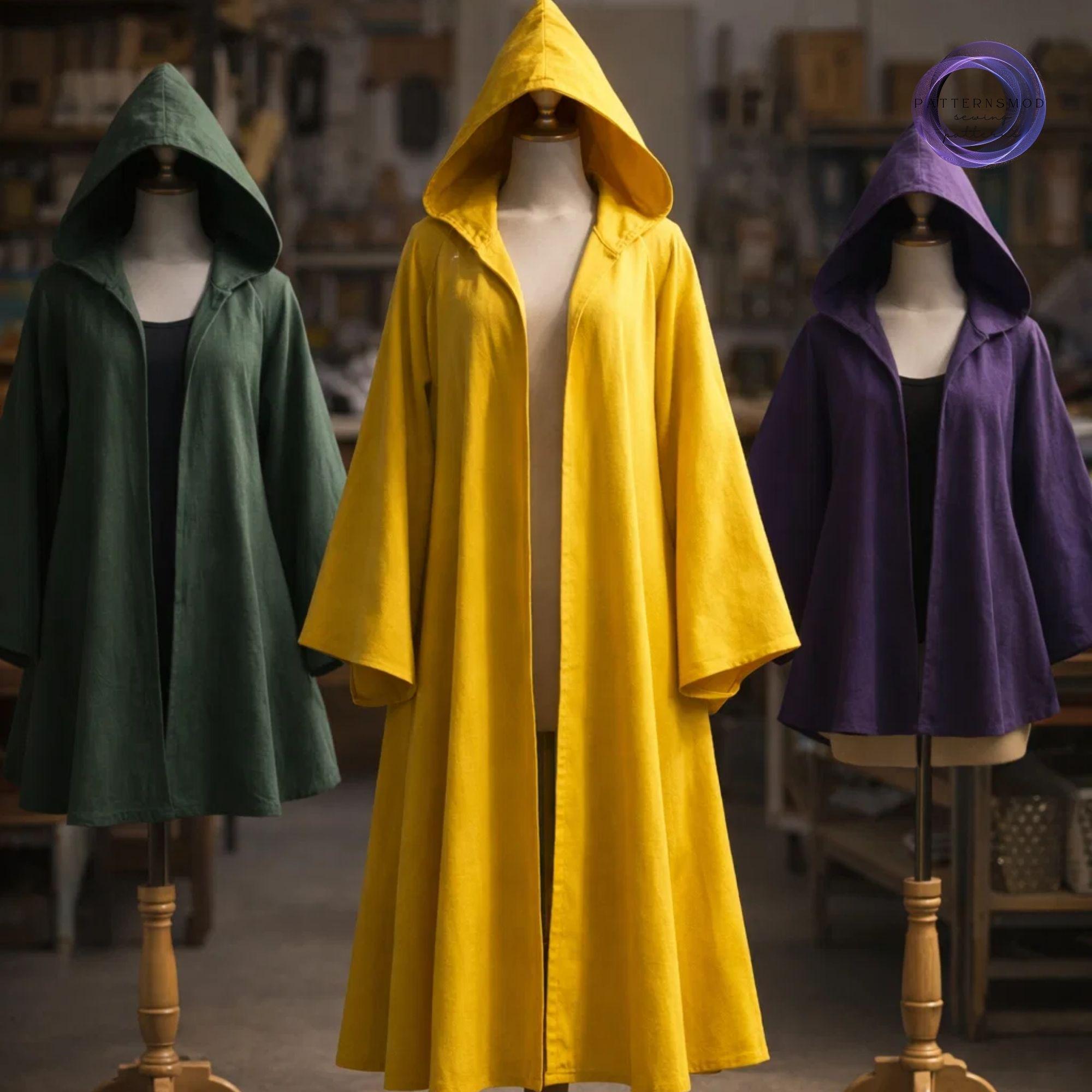 Medieval Ruana Cloak Pattern Flare Sleeve Cloak Sewing Pattern Hooded Cape Set of 3 Medieval Cosplay ...