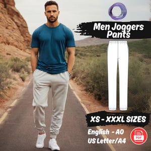Men&#39;s Joggers Sewing Pattern | Elastic Waist Sweatpants PDF | Straight Leg Gym Pants | XS-5XL | Instant Download Pattern
