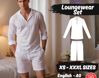 Patron de couture pyjama, chemise et short en lin pour homme Patron PDF