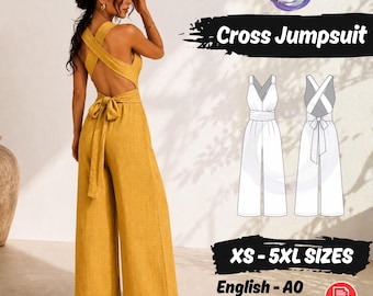 Crossback Jumpsuit Schnittmuster Bogen Verschluss Criss Cross Jumpsuit für Frauen Trendy Outfit