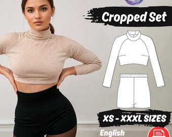Bolero Crop Top and Shorts Sewing Pattern, Women's Lounge Wear Pattern