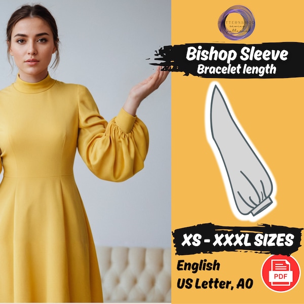 Bishop Sleeve Sewing Pattern Bracelet Puffy Sleeve Pattern, Balloon Sleeve Sewing Pattern XS - XXXL Sewing Instructions