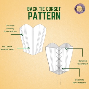Sweetheart Neck Overbust Corset Sewing Pattern, Back Tie Bustier Lace ...