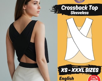 Crossback Top Sewing Pattern, Crop Top Pattern, Wrap Top Pattern, Criss Cross Top Pattern, Beginner Sewing Pattern, Trendy Top Pattern Vest