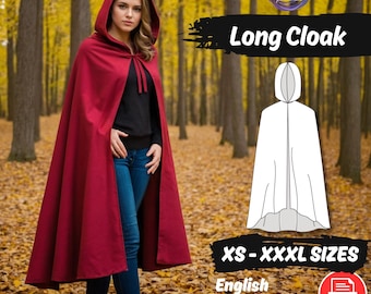 Hooded Cape Sewing Pattern | Cosplay, Medieval, Fantasy Costume PDF Pattern