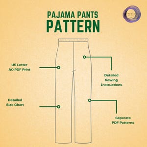 Women's Pajama Pants Sewing Pattern, Loose Fit Loungewear PDF Pattern image 3