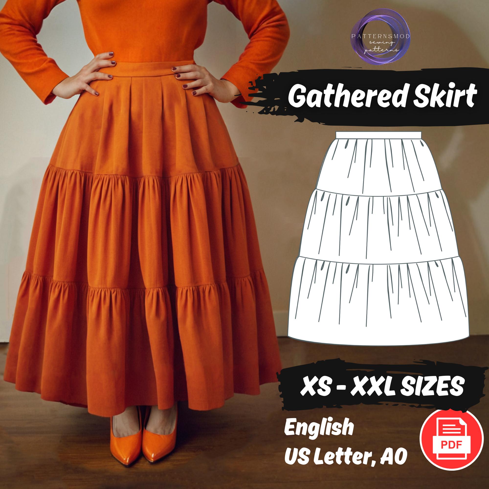 Maxi Skirt Sewing Pattern, Gathered Skirt Pattern, Ruffle