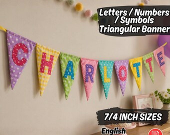 Patrón de costura en PDF para banderín triangular de tela, ideal para cumpleaños. Patrones de banderines hechos a mano. Tutorial.