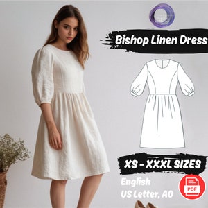 Cottagecore Linen Dress Pattern | Bishop Sleeve PDF | Beginner-Friendly Tutorial | Summer Maxi/Midi Dress