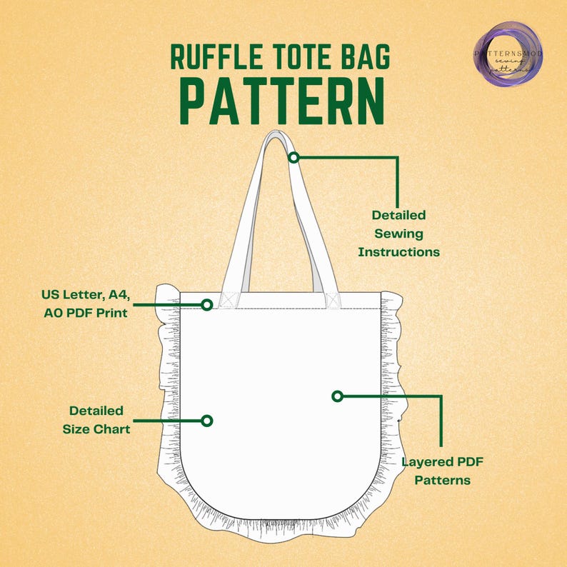 Tote Bag Sewing Pattern Bundle, Shopping Bags Set Patterns, Easy 9 Sizes Pouch Project image 3