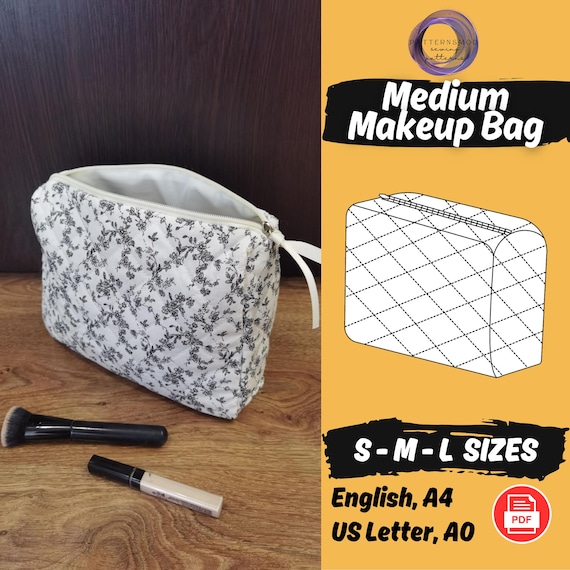 Travel Pouch Sewing Pattern Cosmetic Bag PDF Pattern, Easy Makeup