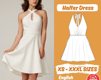 Summer Halter Dress Sewing Pattern PDF with V Neck Trendy Lace Loose Fit