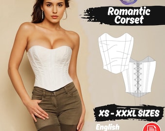 Overbust Corset Sewing Pattern: White Bustier Back Tie Top Pattern