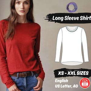 Long Sleeve Top Sewing Pattern Women Shirt Sewing Pattern | O Neck Top Pattern | Beginner Trendy Top Sewing Pattern