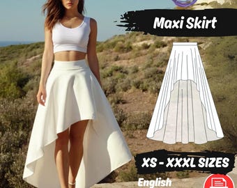 Maxi Ruffle Skirt Sewing Pattern | Beginner Friendly XS-XXXL PDF Pattern