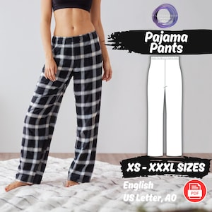 Women's Pajama Pants Sewing Pattern, Loose Fit Loungewear PDF Pattern