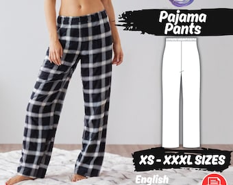 Women's Pajama Pants Sewing Pattern, Loose Fit Loungewear PDF Pattern