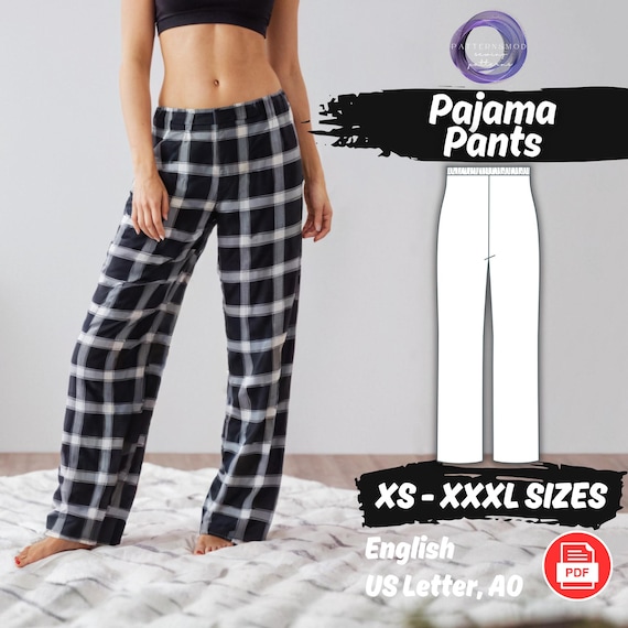 Women's Pajama Pants Sewing Pattern, Loose Fit Loungewear PDF Pattern
