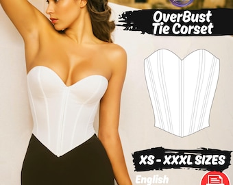 Schnittmuster für ein Überbrust Korsett | Sweetheart Ausschnitt Bustier Top | Zurück Krawatte Korsett