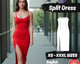 Molde para vestido com fenda, alças finas, vestido para convidada de casamento