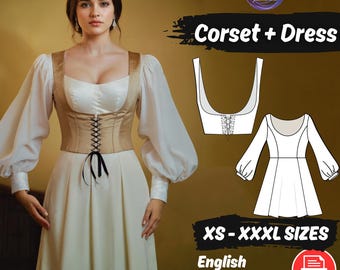 Renaissance Corset and Dress Sewing Pattern Underbust Corset