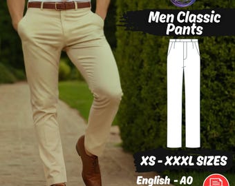 Classic Fit Men's Pants Sewing Pattern: Beginner Friendly (PDF Pattern)