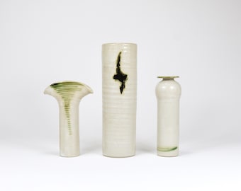 Piet Knepper Set of 3 Art Pottery Ceramic Studio Vases by Mobach, Netherlands, 1970s