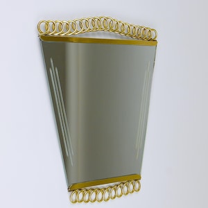 Josef Frank Attr. Mid-Century Brass Loop Wall Mirror, Austria, 1950s