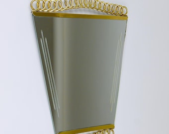 Josef Frank Attr. Mid-Century Brass Loop Wall Mirror, Austria, 1950s