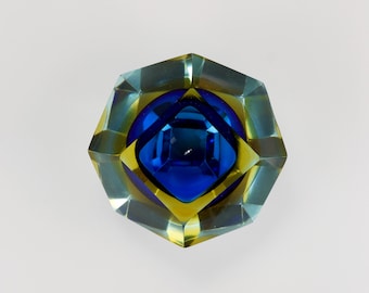 Mandruzzato Sommerso Facettierte Diamant Kaviarschale, Muranoglas, Italien, 1960er Jahre