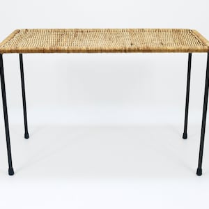 Longue Table d'Appoint Carl Aubock, Banc Flower, Rotin, Osier, Autriche, 1950s