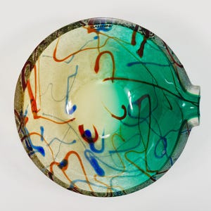 Alfredo Barbini Signed Murano Art Glass Bowl or Ashtray, Italy, 1970s