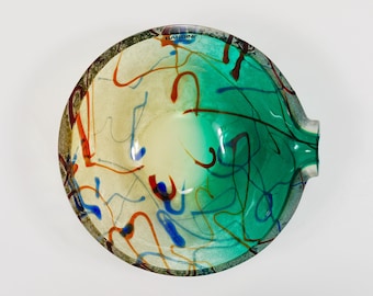 Alfredo Barbini Signed Murano Art Glass Bowl or Ashtray, Italy, 1970s