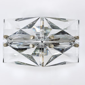 Pair Facetted Crystal & Chrome Sconces / Prism Glass Wall Lights by Kinkeldey, Germany, 1970s