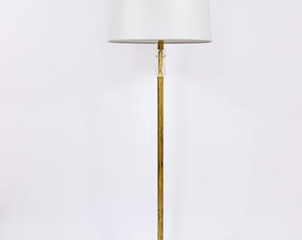 Solid Modernist Brass Floor Lamp With Glass Handle by Bakalowits Vienna, Austria, 1950s