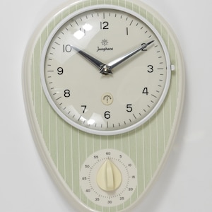 Junghans Striped Max Bill Style Midcentury Wall Clock & Timer, Germany, 1960s