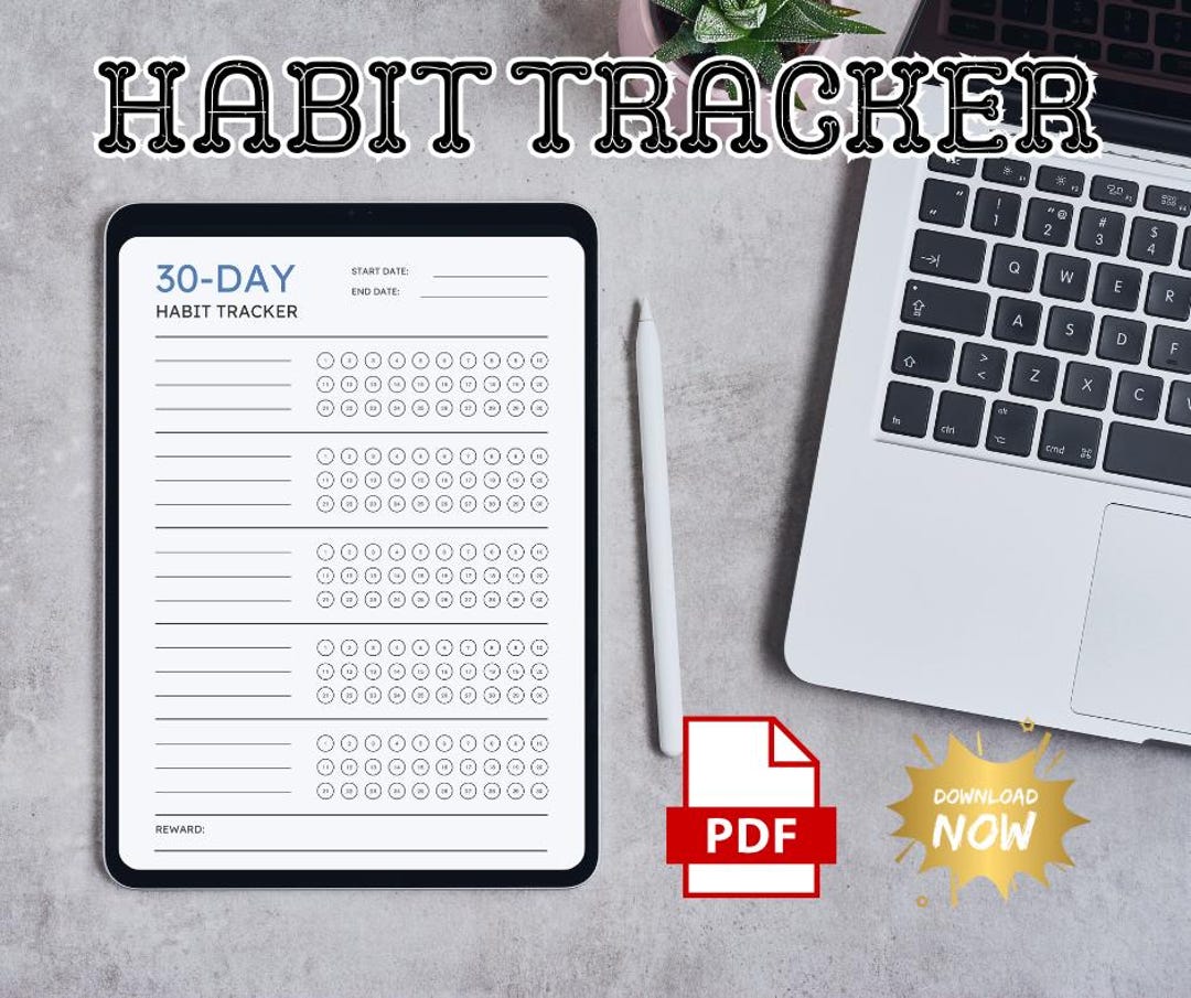 30 Day Habit Tracker | Printable PDF | Goal & Routine Builder ...
