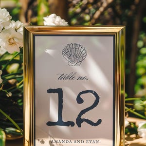 Nautical Table Numbers, Seashell Table Numbers, Beach Wedding Decor, Printable, Instant Download ...