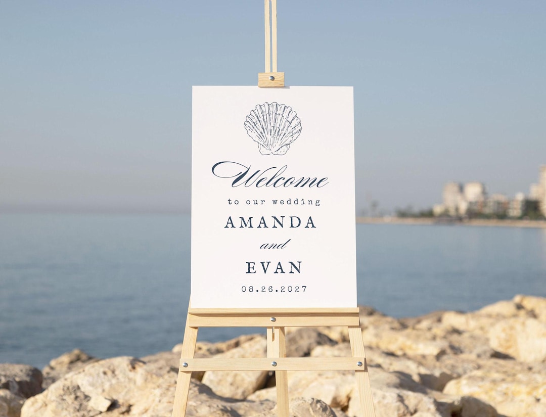 Seashell Wedding Welcome Sign: Minimalist Nautical Template (digital ...