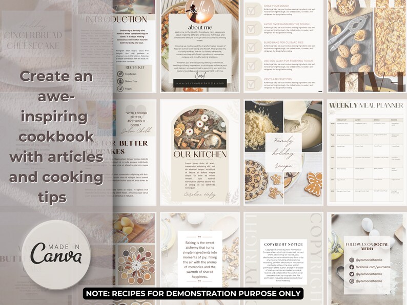 Modèle de livre de recettes Modèle de livre de recettes modifiable eBook de recettes imprimable Modèles de toile Carte de recette Cahier d'exercices de la page de recettes Cuisson image 6