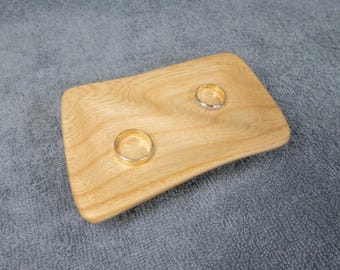 Small Wooden Ring Dish – Hand Carved Maple Wood, Jewelry Tray, Minimalist Decor