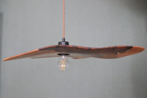 Hand Carved Walnut Wood Lamp | Handmade Wooden Ceiling Lamp | Rustic Pendant Light